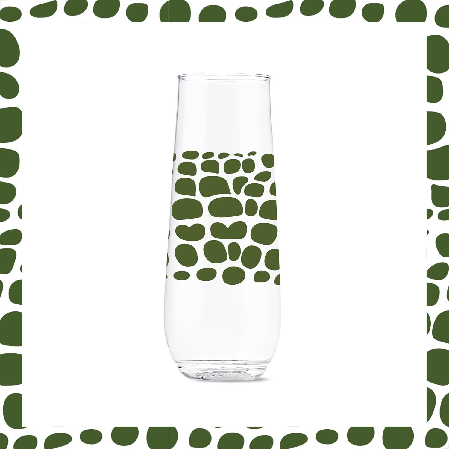 imageTOSSWARE POP 9oz Flute MidCentury Retro Series SET OF 6 Premium Quality Recyclable Unbreakable ampamp Crystal Clear Plastic Printed GlassesSafari