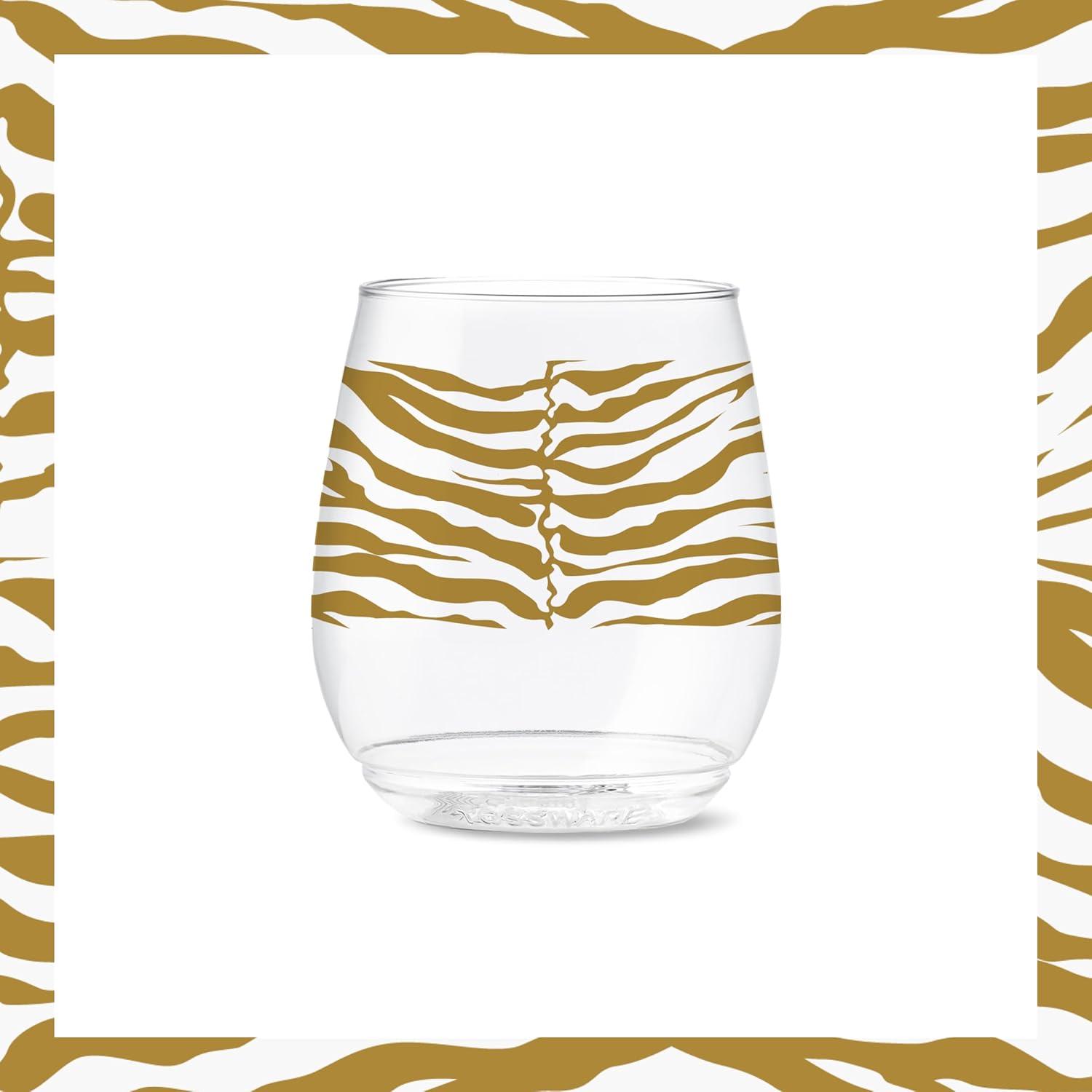 imageTOSSWARE POP 9oz Flute MidCentury Retro Series SET OF 6 Premium Quality Recyclable Unbreakable ampamp Crystal Clear Plastic Printed GlassesSafari