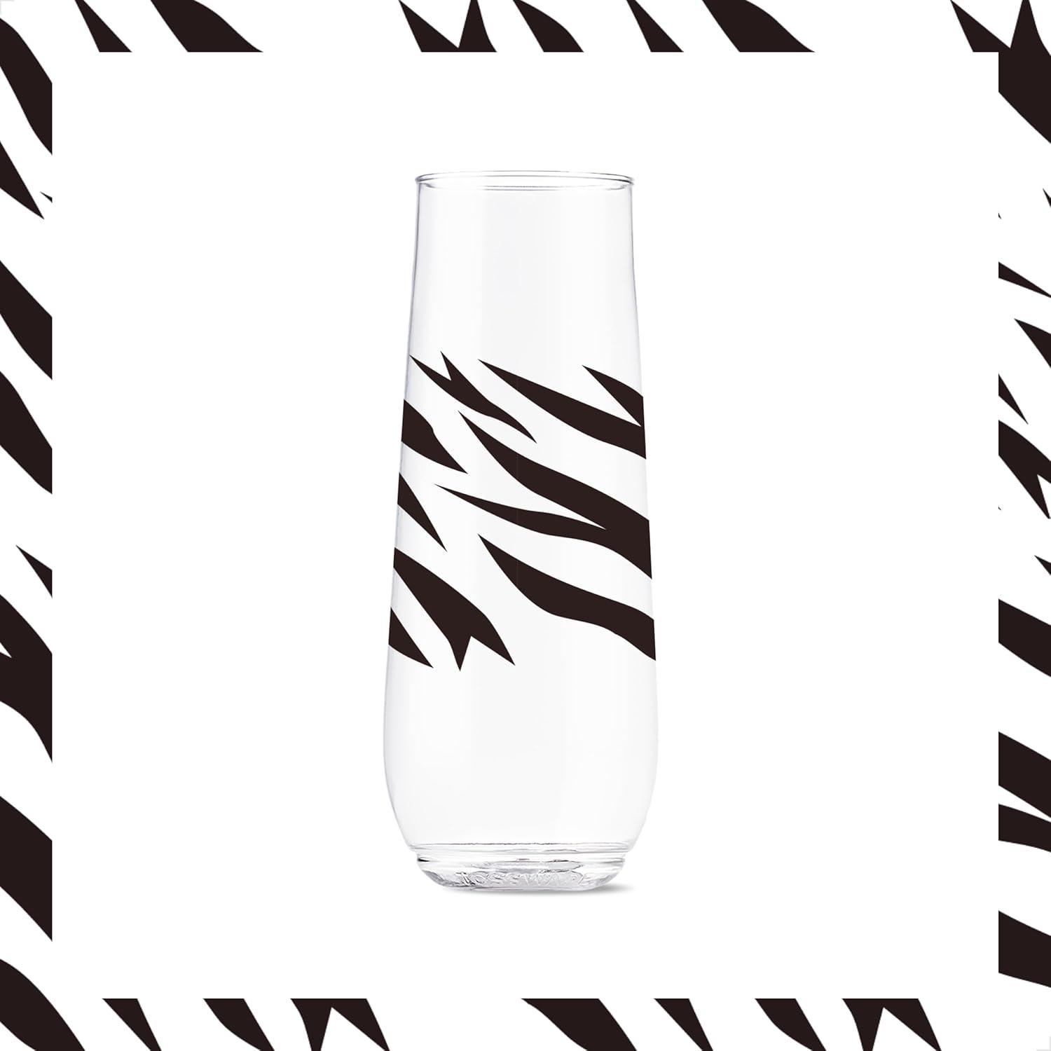 imageTOSSWARE POP 9oz Flute MidCentury Retro Series SET OF 6 Premium Quality Recyclable Unbreakable ampamp Crystal Clear Plastic Printed GlassesSafari