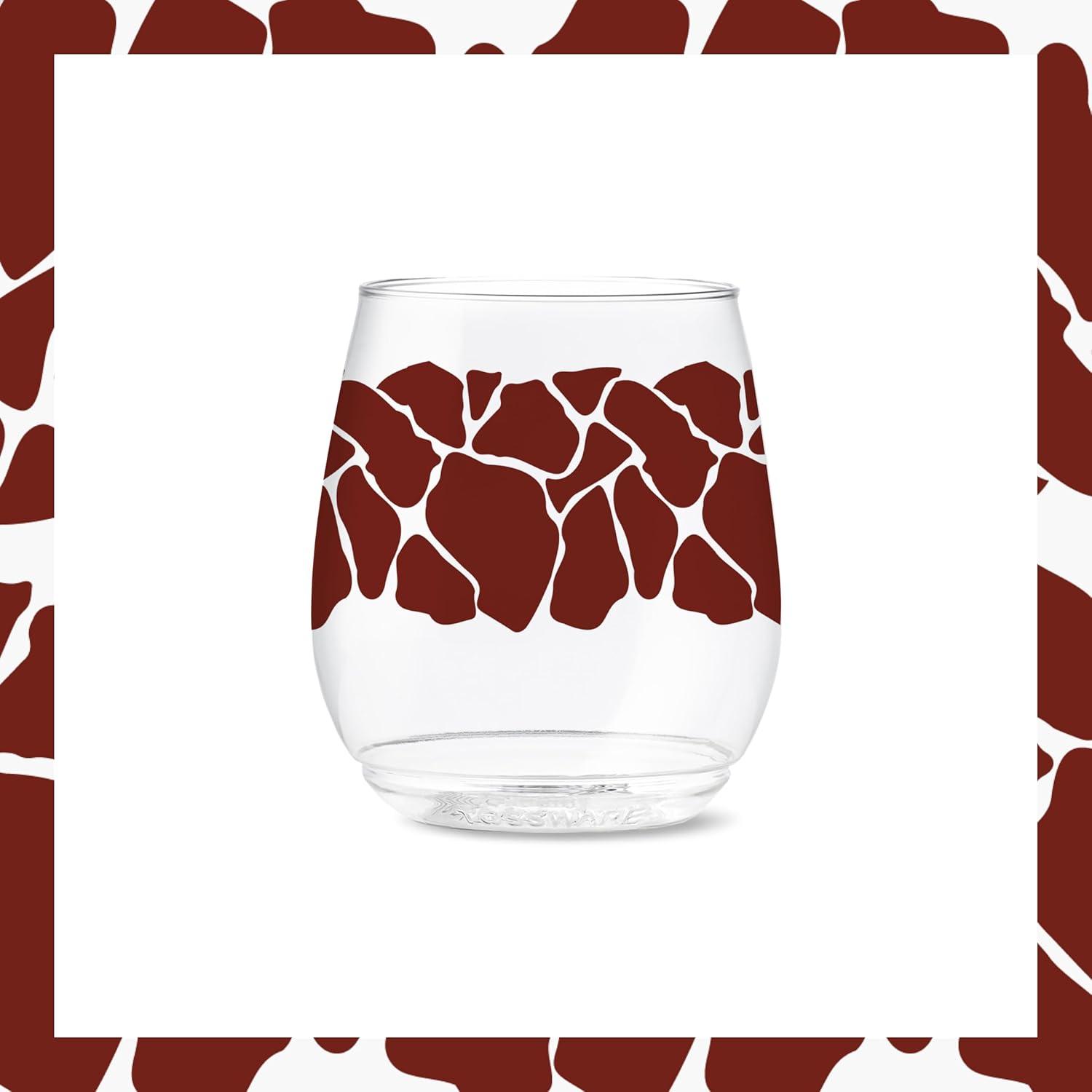 imageTOSSWARE POP 9oz Flute MidCentury Retro Series SET OF 6 Premium Quality Recyclable Unbreakable ampamp Crystal Clear Plastic Printed GlassesSafari