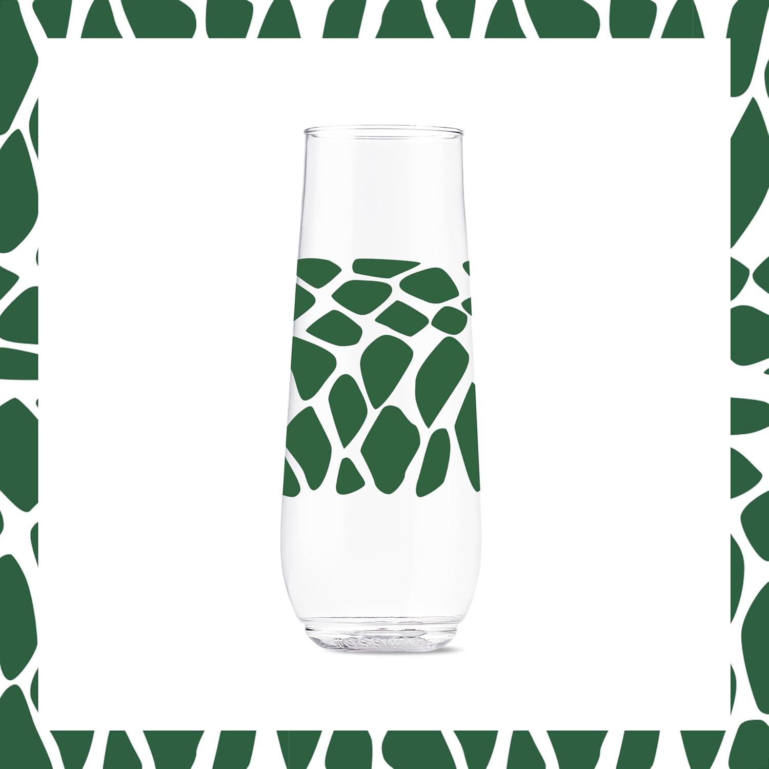 imageTOSSWARE POP 9oz Flute MidCentury Retro Series SET OF 6 Premium Quality Recyclable Unbreakable ampamp Crystal Clear Plastic Printed GlassesSafari