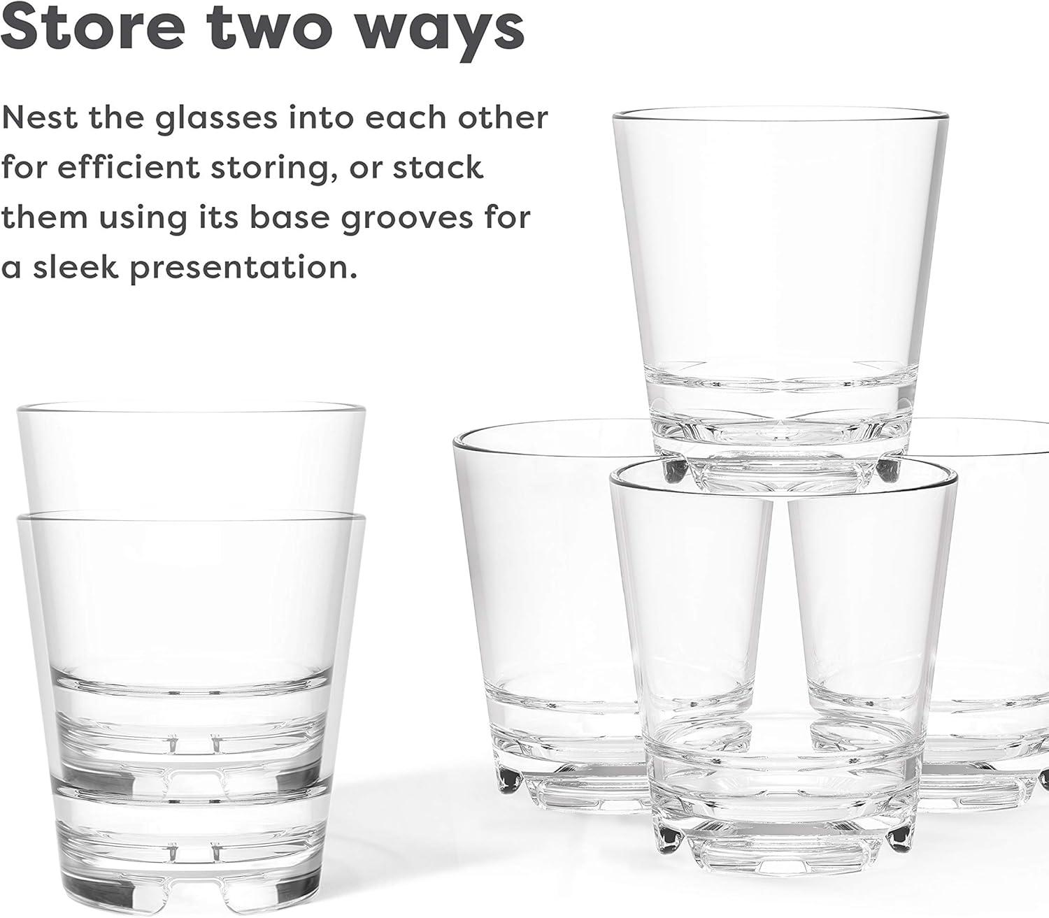 imageTOSSWARE RESERVE 10oz Stacking Old Fashioned SET OF 24 Premium Quality Tritan Dishwasher Safe ampamp Heat Resistant Unbreakable Plastic Old Fashioned Glasses Clear4 Count Pack of 1