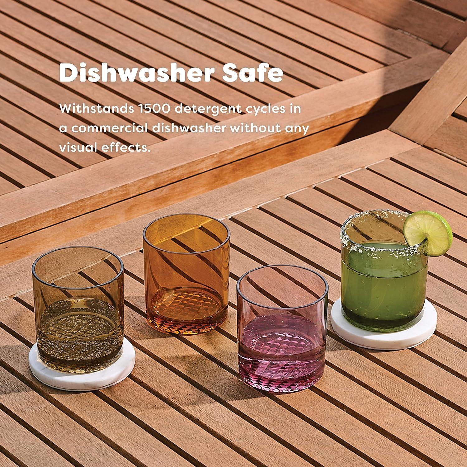 imageTOSSWARE RESERVE 12oz Old Fashioned  Color Series SET OF 4 Premium Quality Tritan Dishwasher Safe ampamp Heat Resistant Unbreakable Plastic Whiskey Glasses