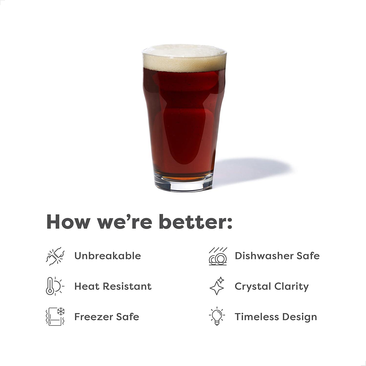 imageTOSSWARE RESERVE 16oz English Pint SET OF 24 Premium Quality Tritan Dishwasher Safe ampamp Heat Resistant Unbreakable Plastic Beer Glasses Clear4 Count Pack of 1