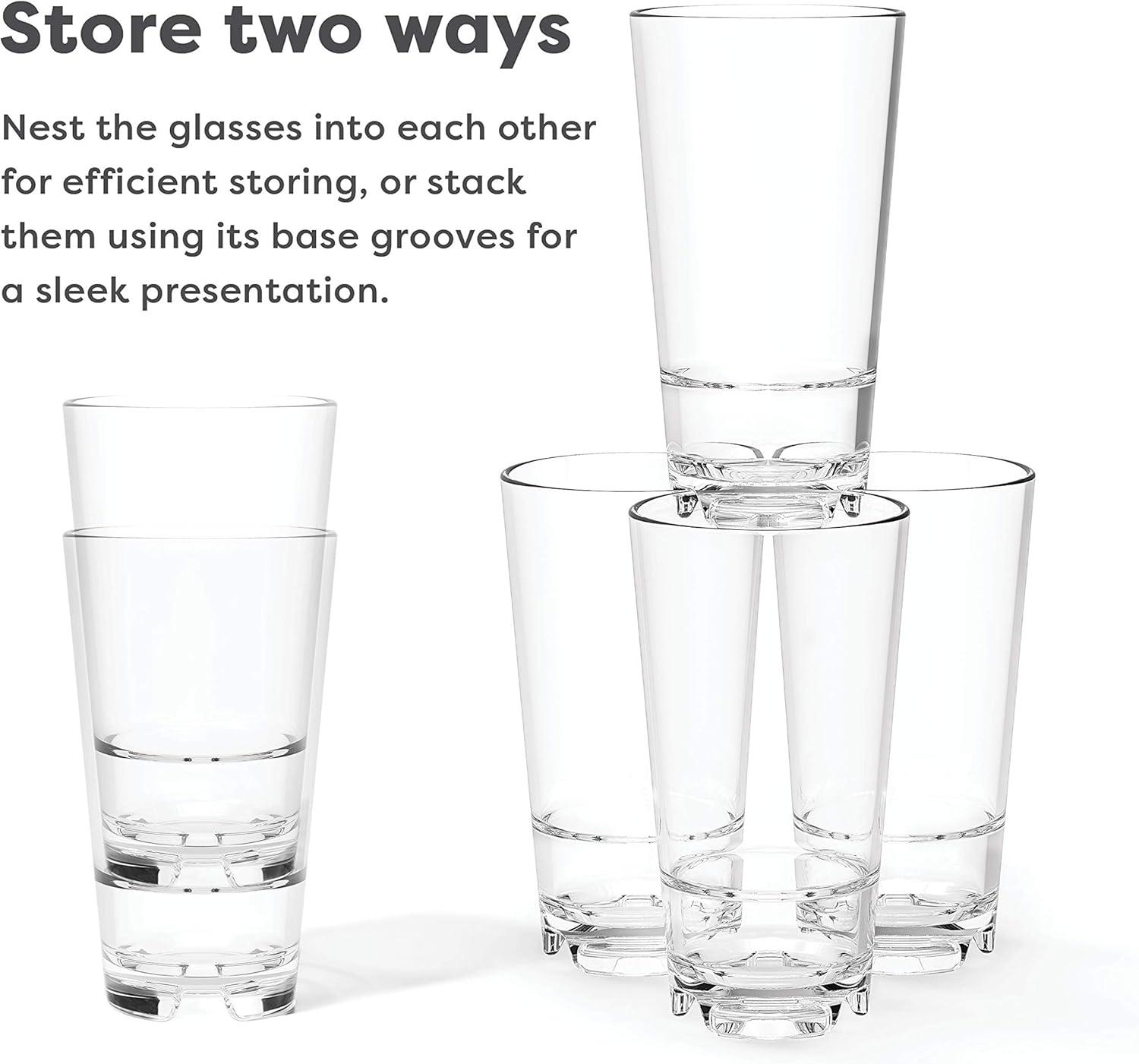 imageTOSSWARE RESERVE 16oz Stacking Pint SET OF 4 Premium Quality Tritan Dishwasher Safe ampamp Heat Resistant Unbreakable Plastic Beer Glasses4 Count Pack of 1
