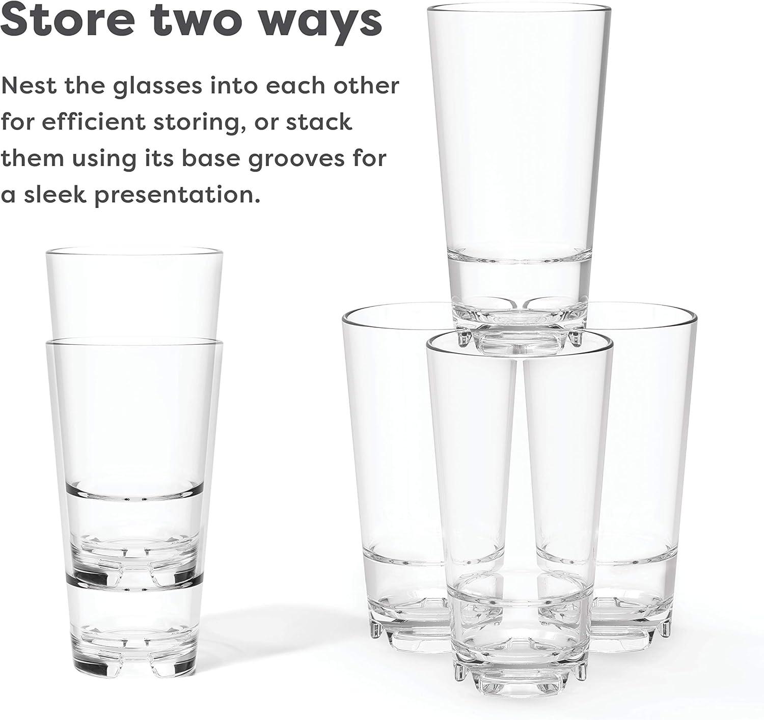 imageTOSSWARE RESERVE 20oz Stacking Cooler SET OF 4 Premium Quality Tritan Dishwasher Safe ampamp Heat Resistant Unbreakable Plastic Beer Glasses Clear4 Count Pack of 1