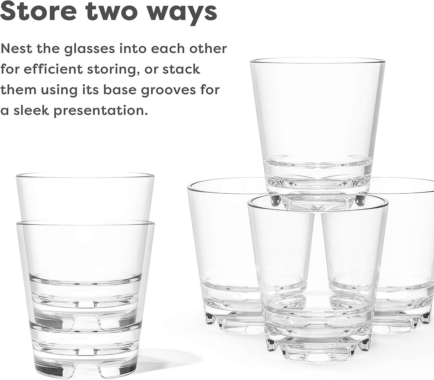 imageTOSSWARE RESERVE 8oz Stacking Rocks SET OF 24 Premium Quality Tritan Dishwasher Safe ampamp Heat Resistant Unbreakable Plastic Whiskey Glasses Clear4 Count Pack of 6