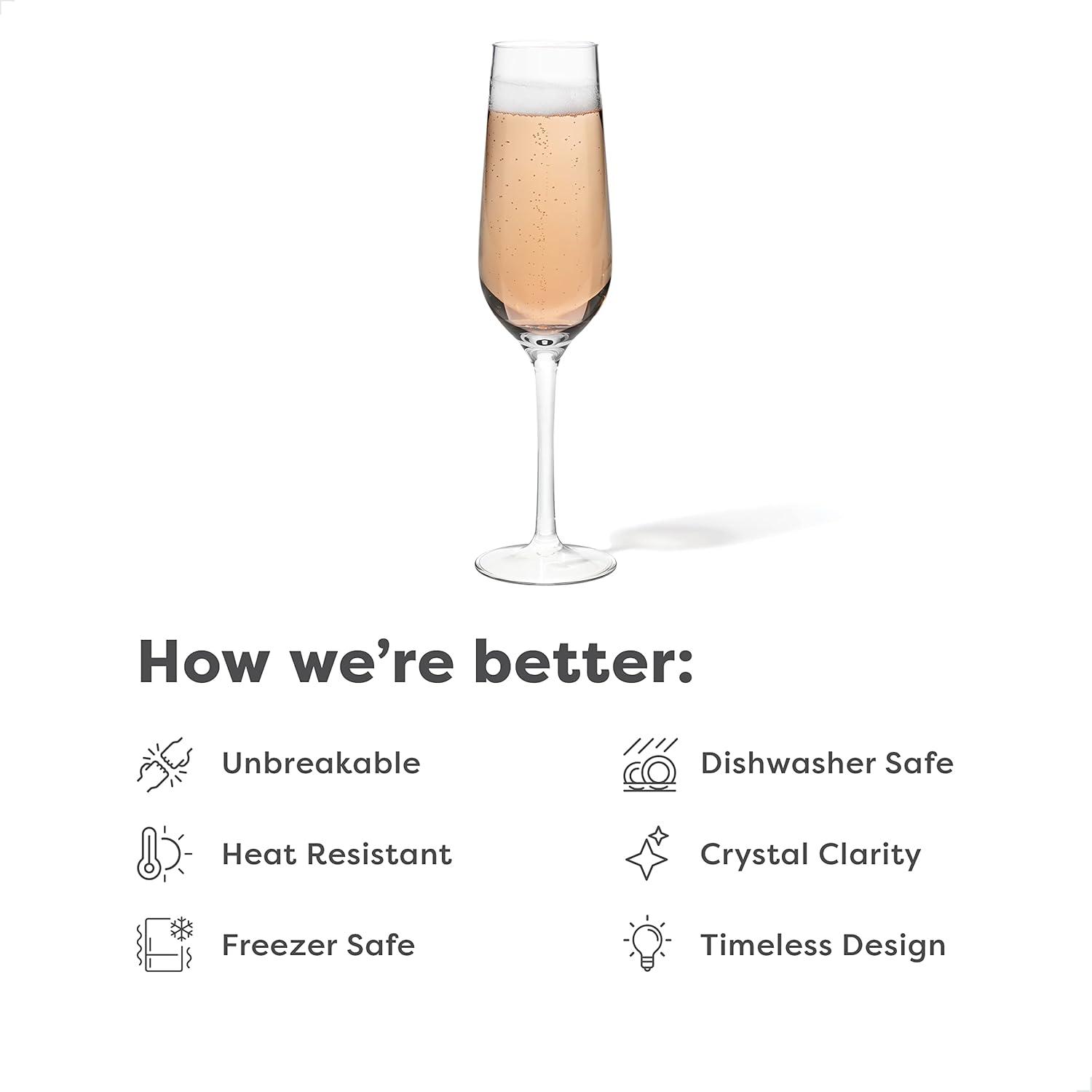 imageTOSSWARE Reserve 9oz Champagne Glass Set of 4 Premium Quality Tritan Dishwasher Safe ampamp Heat Resistant Unbreakable Plastic Flutes 4 Count Pack of 1 Stemmed4 Count Pack of 1