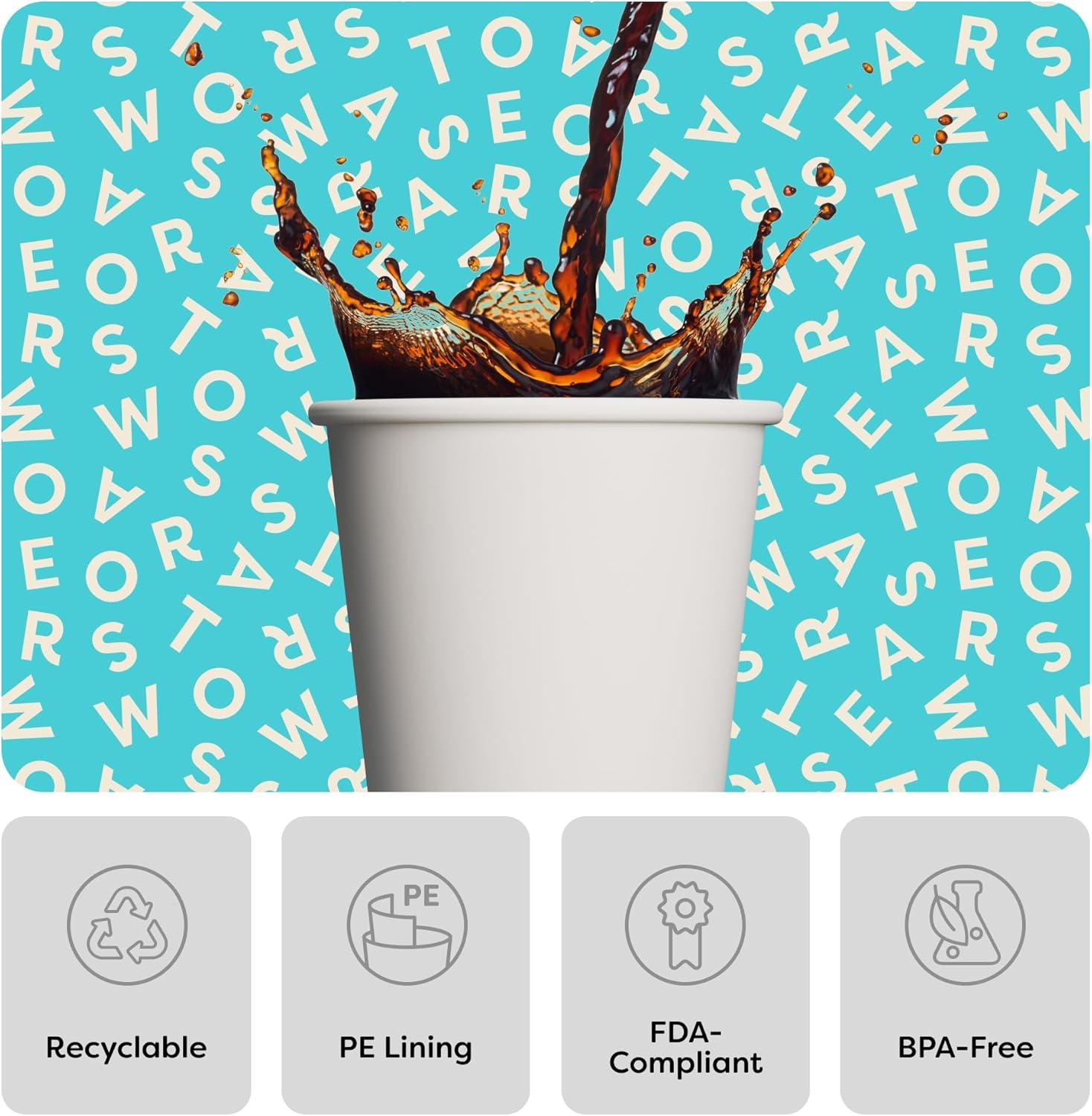 imageTossware GO 16oz Hot Cups  Set of 100 premium quality food safe coffee cups FDAcompliant recyclable paper cups single wall cups for hot and cold drinks disposable 16oz white party cups12oz