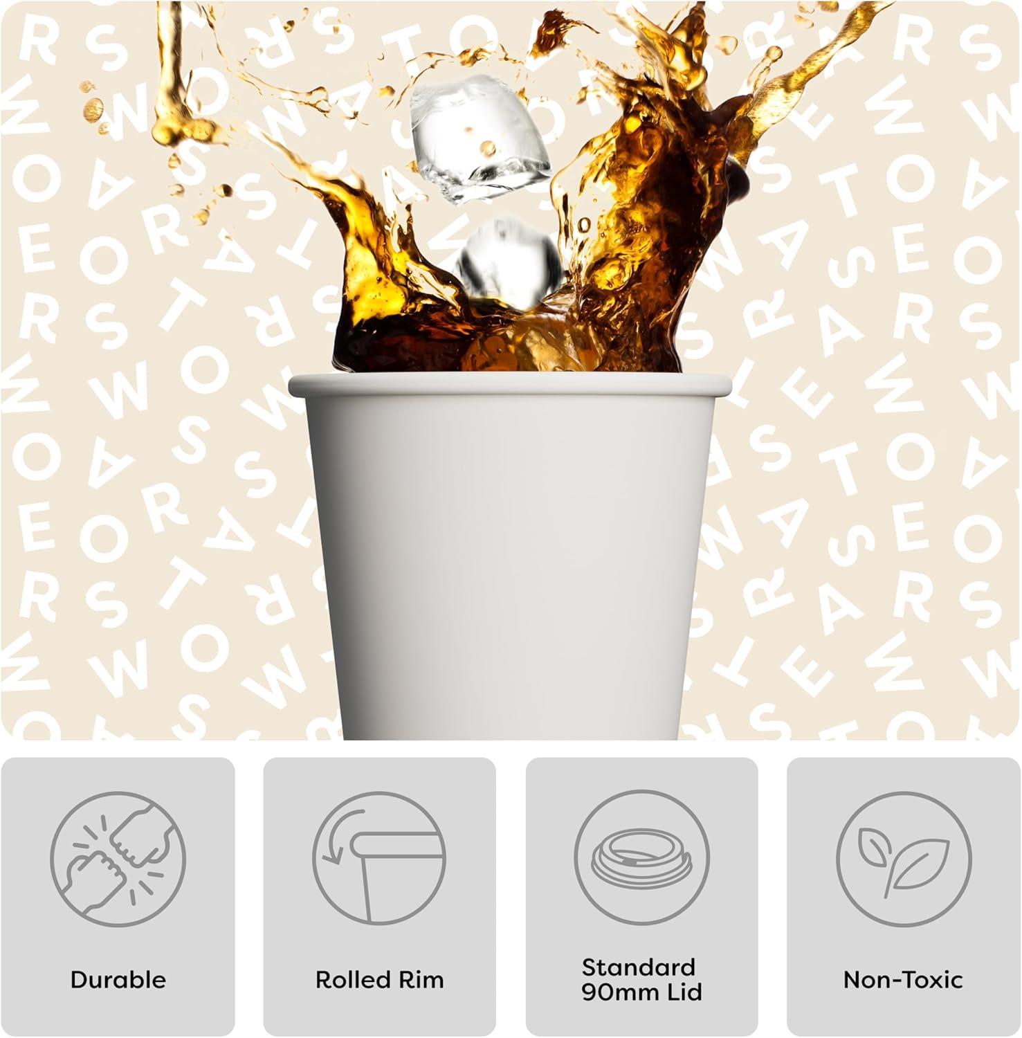 imageTossware GO 16oz Hot Cups  Set of 100 premium quality food safe coffee cups FDAcompliant recyclable paper cups single wall cups for hot and cold drinks disposable 16oz white party cups12oz