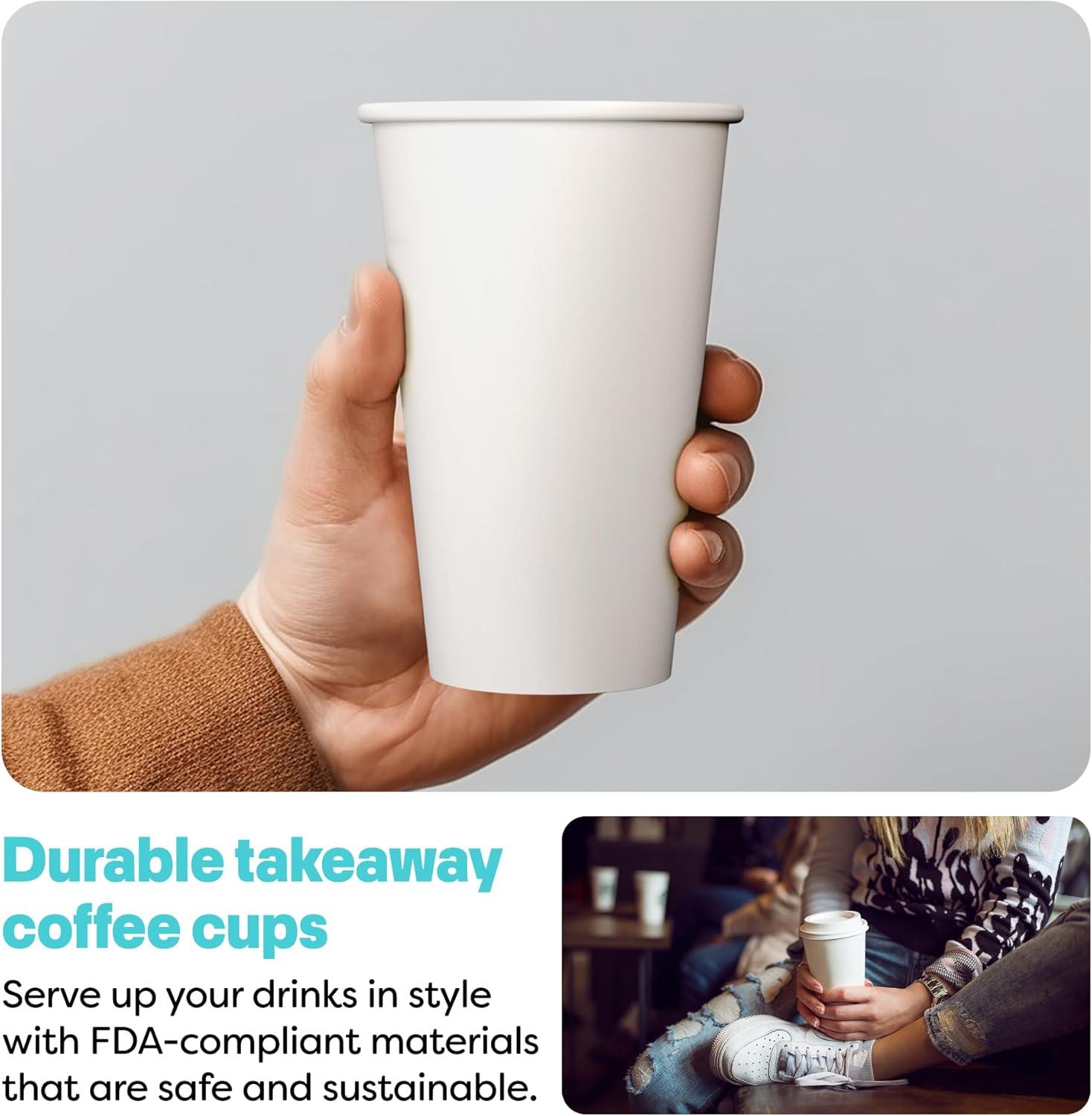 imageTossware GO 16oz Hot Cups  Set of 100 premium quality food safe coffee cups FDAcompliant recyclable paper cups single wall cups for hot and cold drinks disposable 16oz white party cups16oz