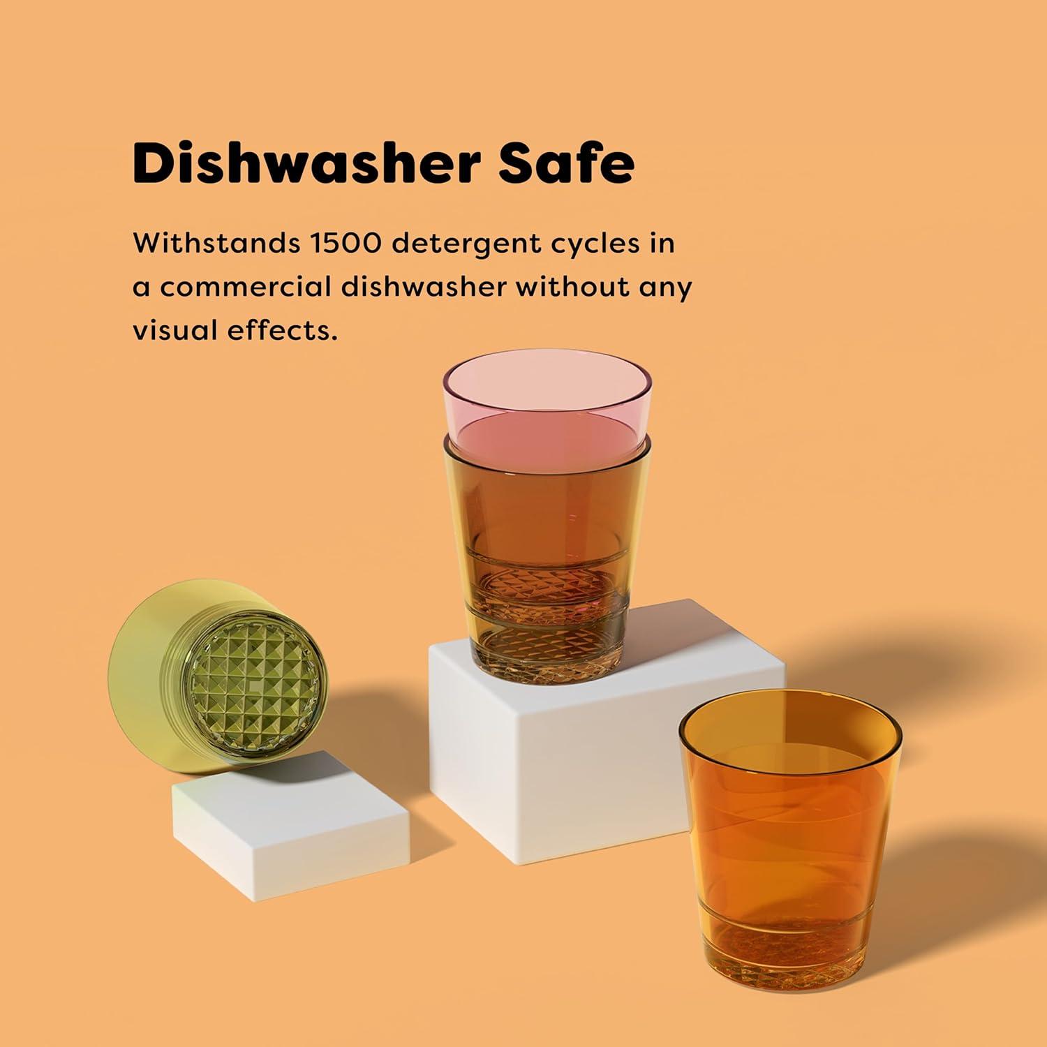 imageTossware RESERVE 12oz Stacking Double Old Fashioned  Diamond Base Color Series SET OF 4 Premium Quality Tritan Dishwasher Safe ampamp Heat Resistant Unbreakable Plastic Whiskey GlassesDiamond Base