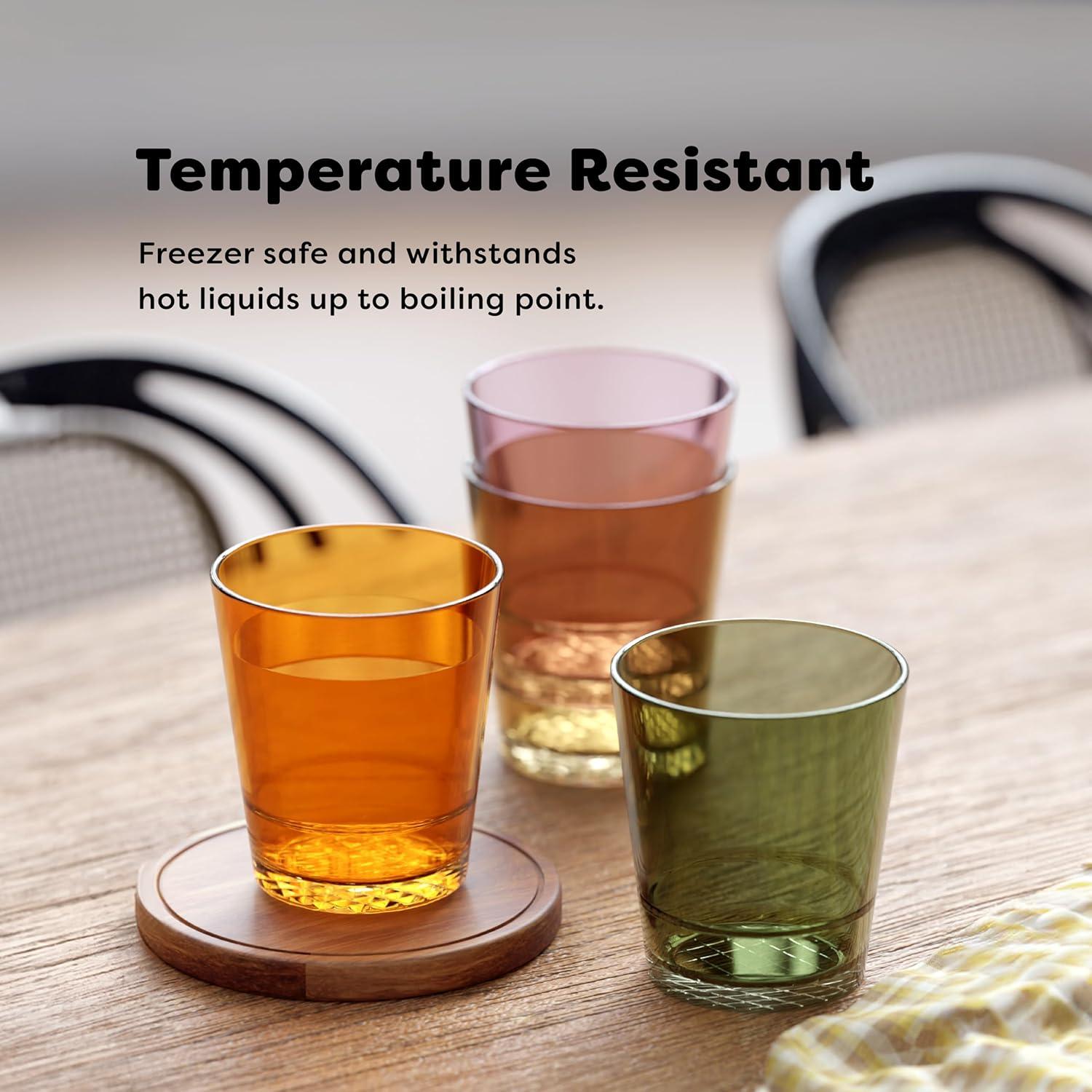 imageTossware RESERVE 12oz Stacking Double Old Fashioned  Diamond Base Color Series SET OF 4 Premium Quality Tritan Dishwasher Safe ampamp Heat Resistant Unbreakable Plastic Whiskey GlassesDiamond Base