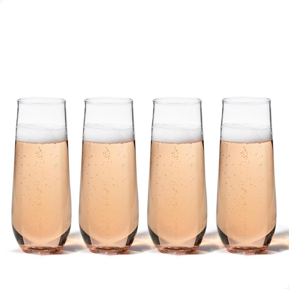 imageTOSSWARE 9oz Stemless Flute SET OF 24 Premium Quality Tritan Dishwasher Safe ampamp Heat Resistant Unbreakable Plastic Champagne Glasses 24 Count Pack of 124 Count Pack of 1
