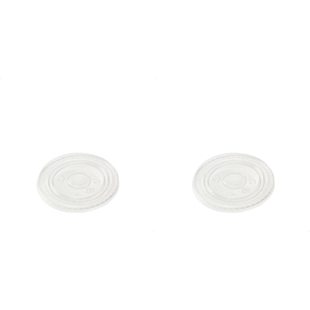 imageTOSSWARE NATURAL Flat Lid With Straw Slot Set of 50  Plant Based 96mm Lids for Cold Cups  Plastic Alternative Straw Lids  Clear Flat Lids  Fits 10 12 16 20 ampamp 24oz CupsSet of 50