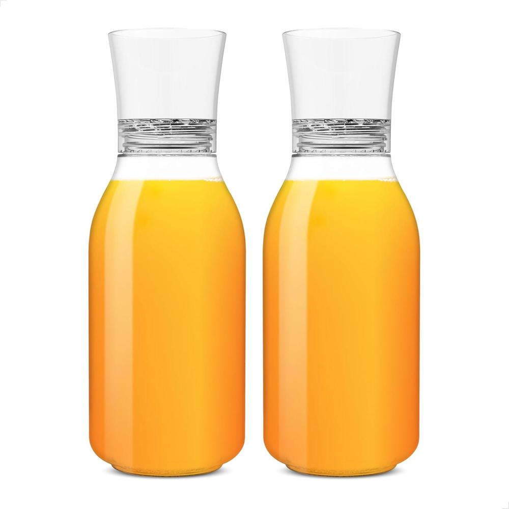 imageTOSSWARE POP 32oz Carafe Set of 2 Premium Quality Recyclable Unbreakable ampamp Crystal Clear Plastic Drink PitcherSET OF 2