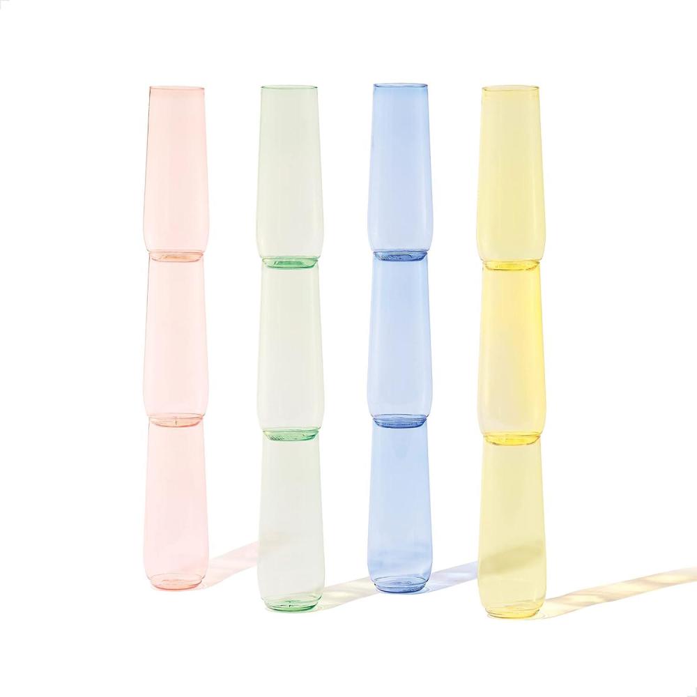 imageTOSSWARE POP 9oz Flute  Color Series SET OF 12 Premium Quality Recyclable Unbreakable ampamp Crystal Clear Plastic Champagne GlassesMix