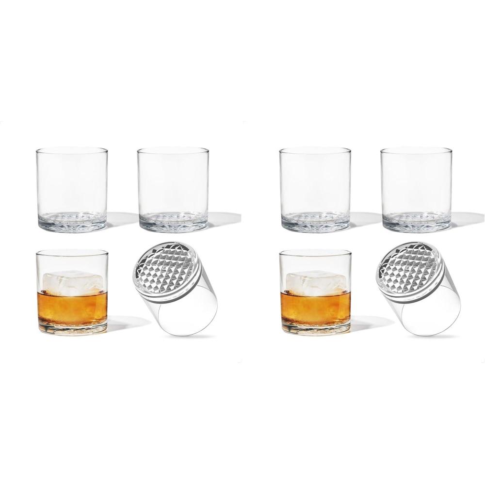 imageTOSSWARE RESERVE 12oz Old Fashion SET OF 4 Premium Quality Tritan Dishwasher Safe ampamp Heat Resistant Unbreakable Plastic Whiskey Glasses4 Count Pack of 2