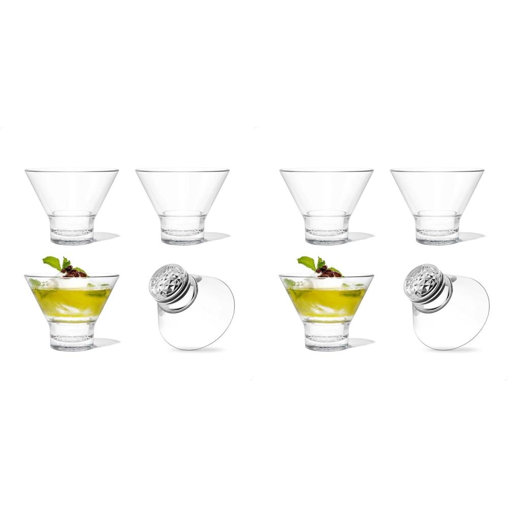 imageTOSSWARE RESERVE 8oz Stemless Martini Glass SET OF 24 Tritan Dishwasher Safe ampamp Heat Resistant Unbreakable Plastic Cocktail Glasses Clear4 Count Pack of 2
