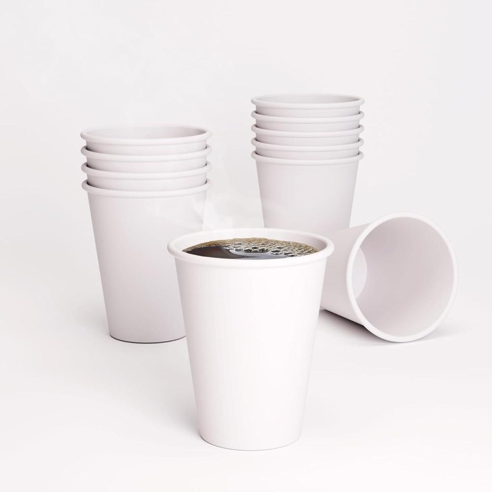 imageTossware GO 16oz Hot Cups  Set of 100 premium quality food safe coffee cups FDAcompliant recyclable paper cups single wall cups for hot and cold drinks disposable 16oz white party cups12oz