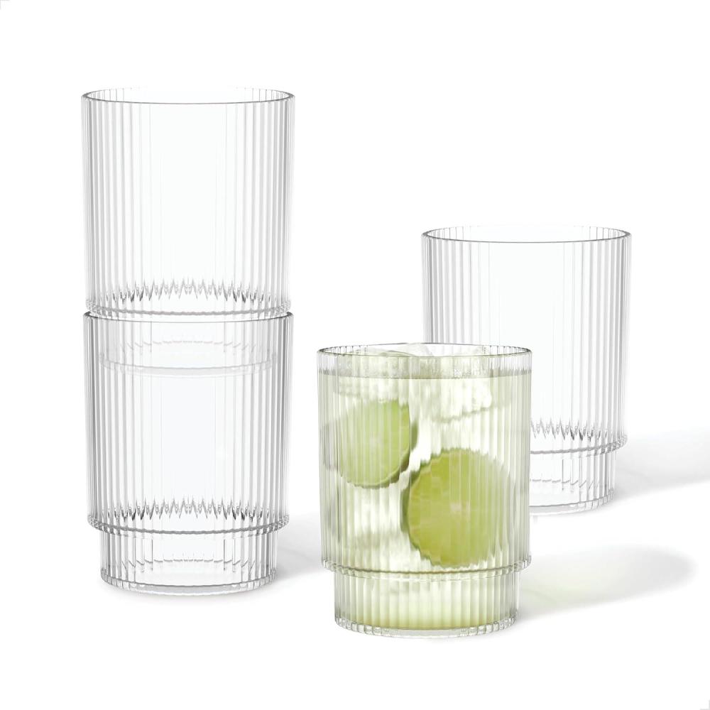 imageTossware RESERVE 12oz Fluted Tumbler SET OF 4 Premium Quality Tritan Dishwasher Safe ampamp Heat Resistant Unbreakable Plastic Ripple GlassesClear