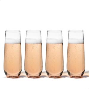 TOSSWARE 9oz Stemless Flute SET OF 24, Premium Quality, Tritan Dishwasher Safe & Heat Resistant Unbreakable Plastic Champagne Glasses, 24 Count (Pack of 1)(24 Count (Pack of 1))
