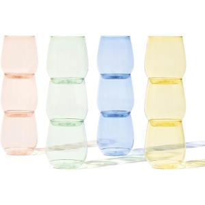 TOSSWARE POP 14oz Vino – Color Series SET OF 12, Premium Quality, Recyclable, Unbreakable & Crystal Clear Plastic Wine Glasses