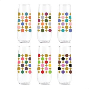 TOSSWARE POP 14oz Vino Designer Series – Shapes 1, SET OF 6, Premium Quality, Recyclable, Unbreakable & Crystal Clear Plastic Printed Glasses(Shapes 3)
