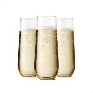 TOSSWARE POP 9oz Flute – Color Series SET OF 12, Premium Quality, Recyclable, Unbreakable & Crystal Clear Plastic Champagne Glasses(Clear)