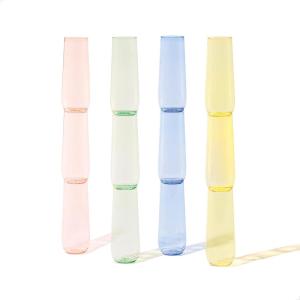 TOSSWARE POP 9oz Flute – Color Series SET OF 12, Premium Quality, Recyclable, Unbreakable & Crystal Clear Plastic Champagne Glasses(Mix)