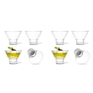 TOSSWARE RESERVE 8oz Stemless Martini Glass, SET OF 24, Tritan Dishwasher Safe & Heat Resistant Unbreakable Plastic Cocktail Glasses, Clear(4 Count (Pack of 2))