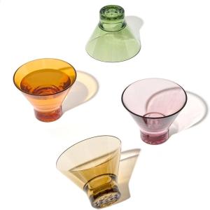 TOSSWARE RESERVE 8oz Stemless Martini Glass, SET OF 24, Tritan Dishwasher Safe & Heat Resistant Unbreakable Plastic Cocktail Glasses, Clear(Set of 4 – Color Series)