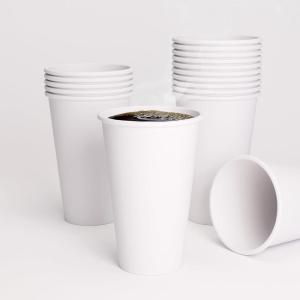 Tossware GO 16oz Hot Cups – Set of 100, premium quality food safe coffee cups, FDA-compliant recyclable paper cups, single wall cups for hot and cold drinks, disposable 16oz white party cups(16oz)