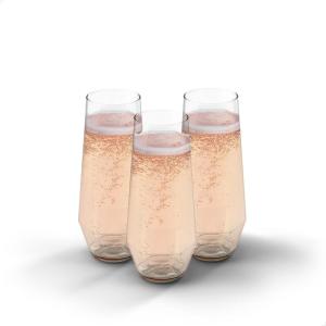 Tossware POP 9 oz. Diamond Plastic Champagne Flute Set – Clear Plastic Champagne Glasses for Parties – Shatterproof & BPA-Free – Premium Quality, Disposable & Recyclable – Set of 12(Set of 12)